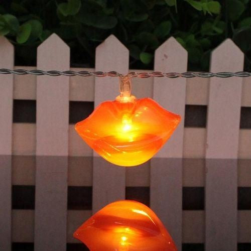 Instalatie de Craciun, Flippy®, Tip Sir cu Baterii, 1.5 m, 10 LED-uri, Model Buze, Rosu - vivimall.ro