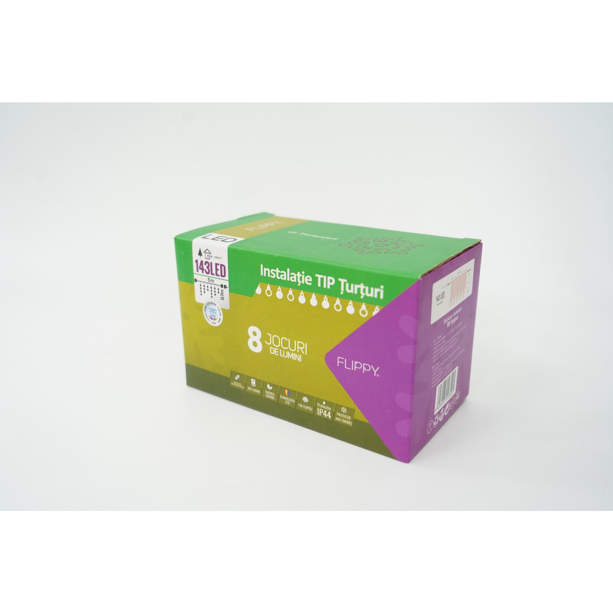 Sectiune Instalatie de Craciun Vivimall® Tip Turturi, Flash 5 m, 143 LED-uri, Interconectabila, Fir Transparent, RB-RG, Atentie! nu contine alimentator - vivimall.ro