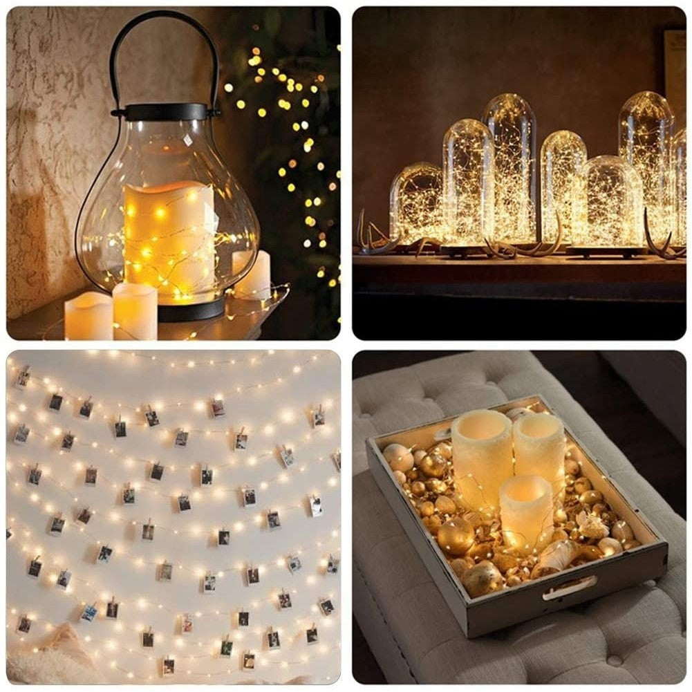 Instalatie de Craciun Liniara, Vivimall®, Tip Liniara, Fir Cupru, 8 Jocuri de Lumini, cu Telecomanda, 5 m, 50 Led-uri, Alimentare USB, 4.5V, Alb Cald