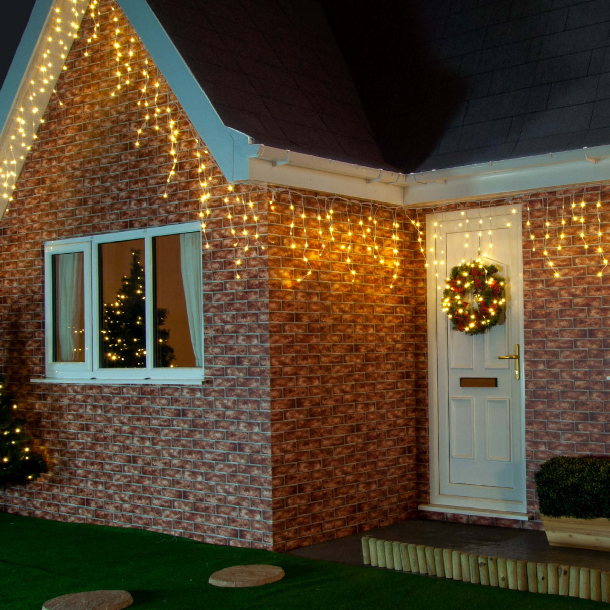 Instalatie de Craciun Premium Flippy® Tip Franjuri cu Flash 8 m 252 LED-uri Alb Cald 2096WW Interconectabila - vivimall.ro