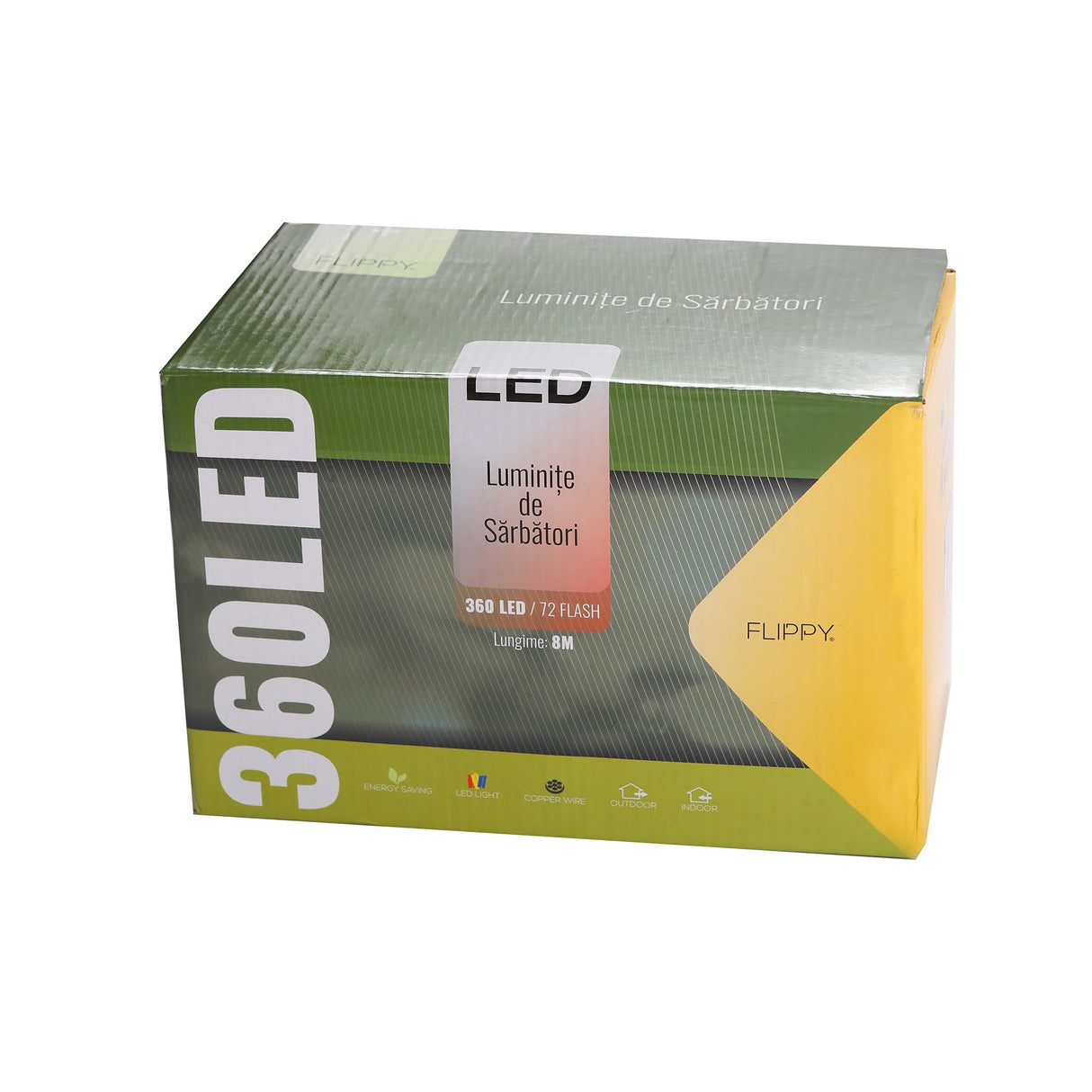 Instalatie de Craciun, Premium Flippy®, Tip Perdea cu Flash, 8 m X 1 m 360 LED-uri Mari, Alb Rece, Interconectabila - vivimall.ro