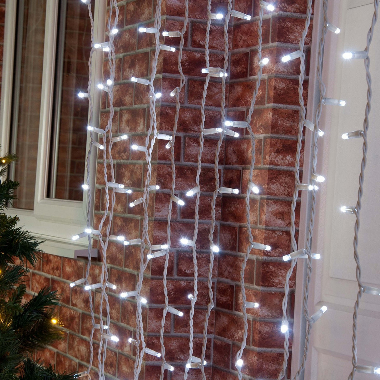 Instalatie de Craciun, Premium Flippy®, Tip Perdea cu Flash, 8 m X 1 m 360 LED-uri Mari, Alb Rece, Interconectabila - vivimall.ro