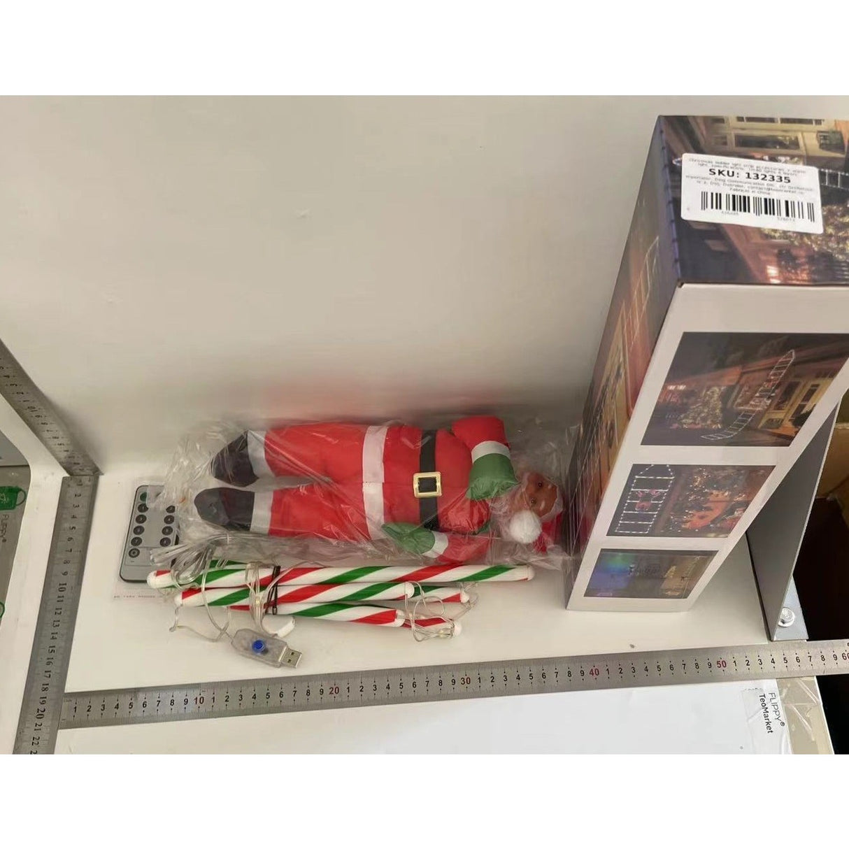 Instalatie Led De Craciun, Cu Accesorii, Lumina Calda, Lungime 1 M, 4 Trepte, 72 De Luminite, 8 Moduri, Model Mos Craciun Pe Scara - vivimall.ro