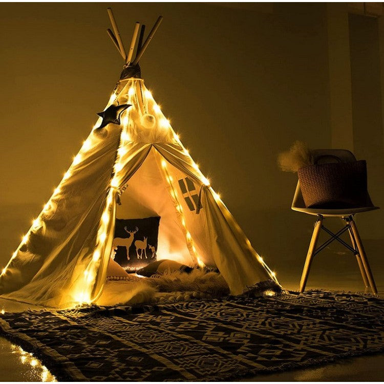 Instalatie luminoasa de Craciun tip furtun luminos, 300 LED-uri, 32 metri lungime, 8 programe, 2 metri prelungitor, sarma din cupru, incarcare solara, alb cald, Vivimall - vivimall.ro