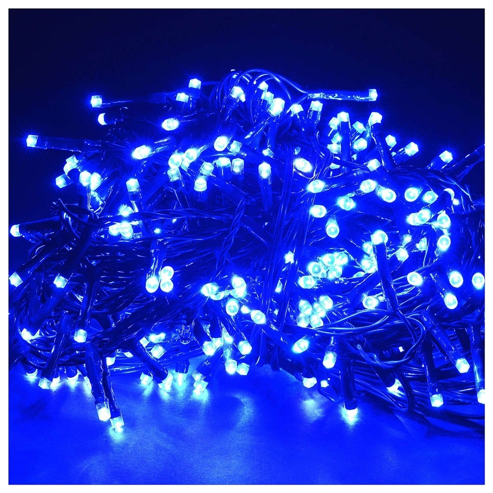 Instalatie Solara Craciun Turturi, IP44, 5 m, 143 Led-uri, Perdea Franjurata, Albastru, 8 jocuri de lumini, cu Telecomanda, 31V, 250 mAh, Acumulator de 1200 mAh, Exterior, Prelungitor 3 m inclus, Fir Transparent, Vivimall - vivimall.ro
