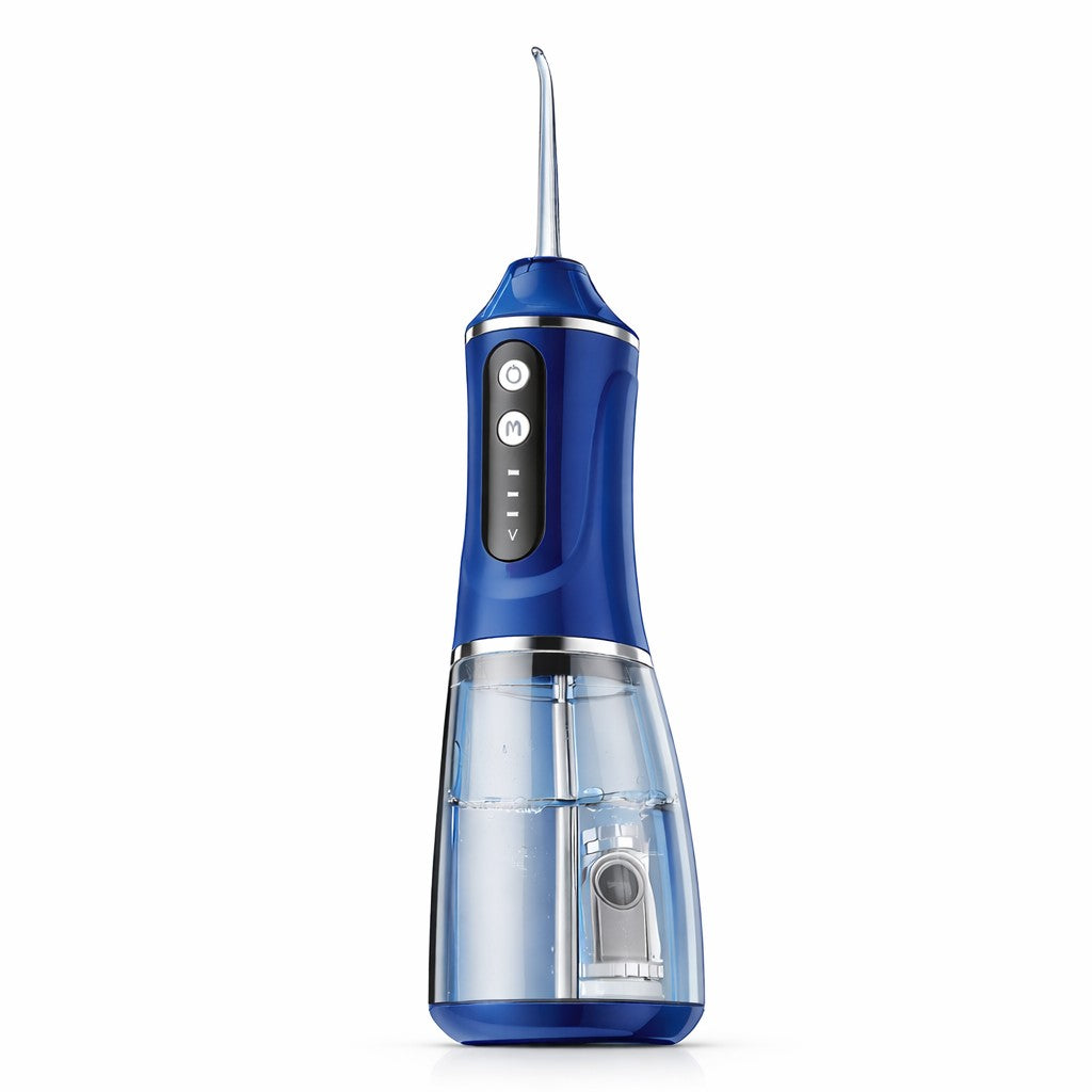 Irigator Bucal Electric, Flippy, Portabil, Dus Bucal pentru Curatare, Indepartare Tartru, 4 Capete, 25 x 8 x 8 cm, Albastru - vivimall.ro