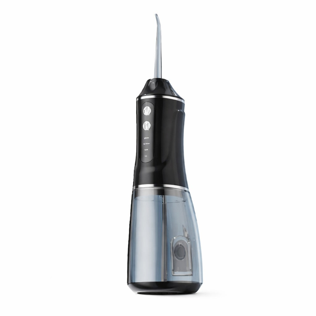 Irigator Bucal Electric, Flippy, Portabil, Dus Bucal pentru Curatare, Indepartare Tartru, 4 Capete, 25 x 8 x 8 cm, Negru - vivimall.ro