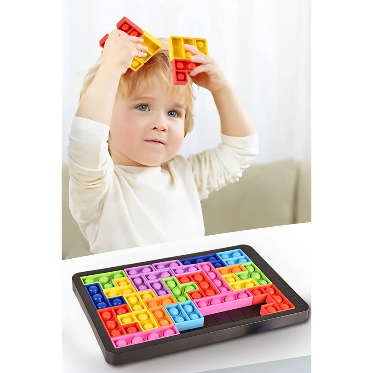 Joc antistres din silicon, Flippy, Pop It Now and Flip It, Puzzle Blocks, Multicolor - vivimall.ro