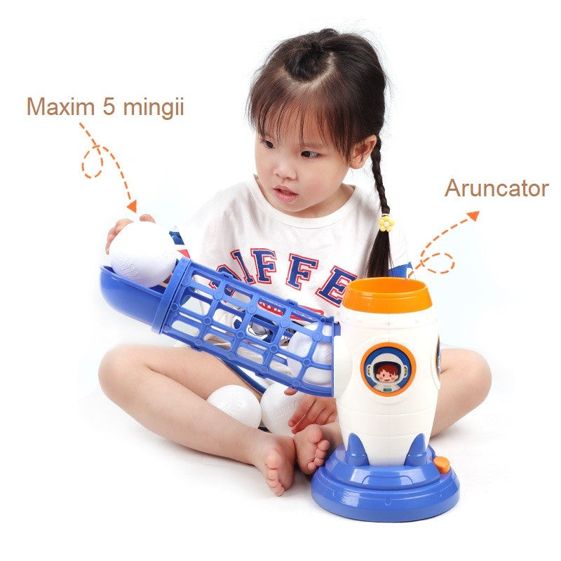 Joc de Baseball Interactiv, Lansator Vivimall, Aruncare prin Buton de Lansare pe Bata, Include Bata si 5 Mingii, 37 x 23 x 16 cm Baza, 59 cm Bata, Multicolor - vivimall.ro