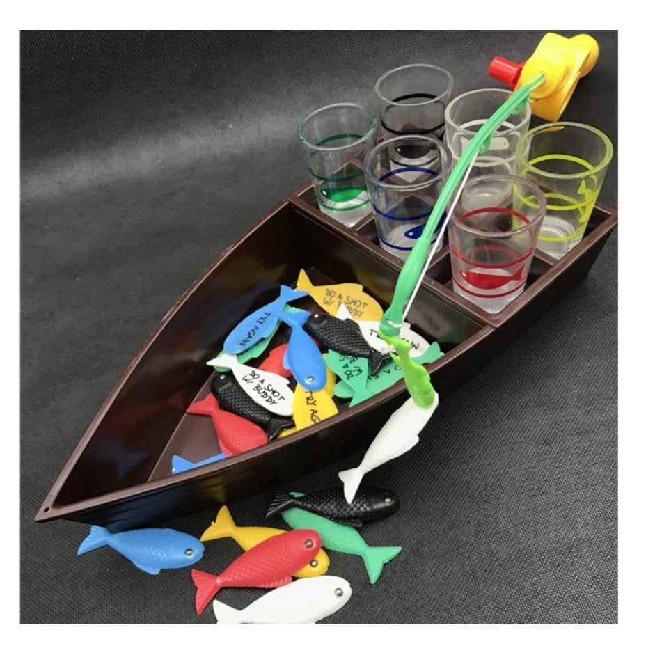 Joc de baut, La pescuit, Vivimall, arunca undita si prinde provocarea, pahare de shot din sticla, pentru petreceri, distractiv, 31 x 15 x 5 cm, multicolor - vivimall.ro