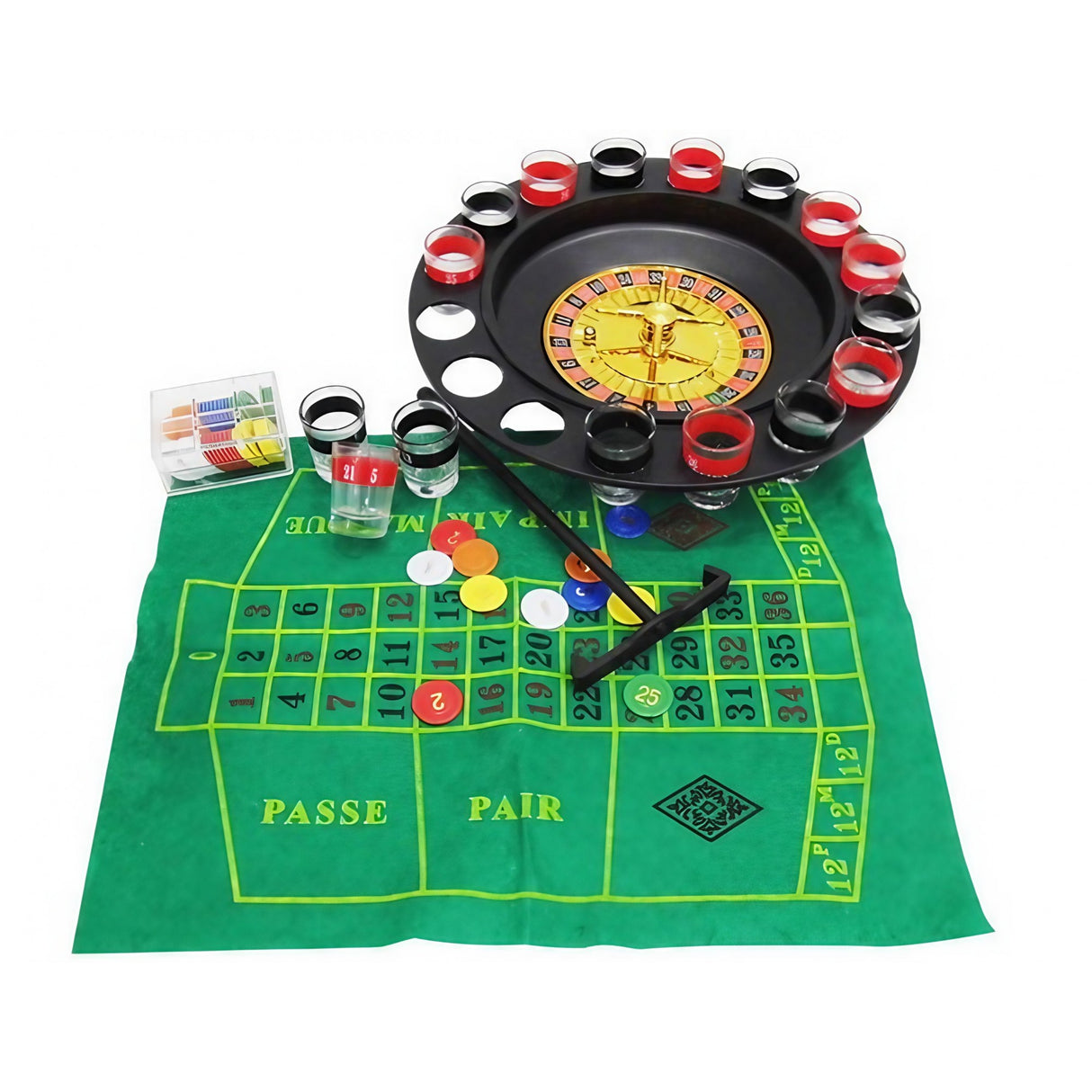 Joc De Ruleta Cu Pahare De Shot Si Plansa De Joc Blackjack, 31 Cm - vivimall.ro