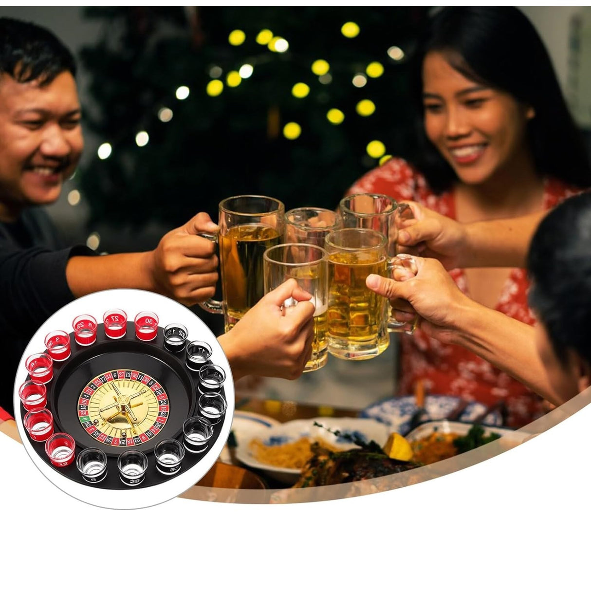 Joc De Ruleta Cu Pahare De Shot Si Plansa De Joc Blackjack, 31 Cm - vivimall.ro