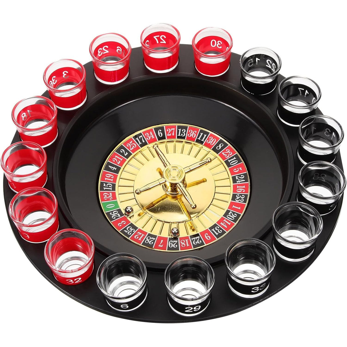 Joc De Ruleta Cu Pahare De Shot Si Plansa De Joc Blackjack, 31 Cm - vivimall.ro