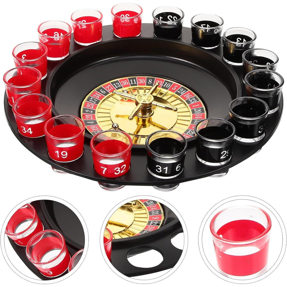 Joc De Ruleta Cu Pahare De Shot Si Plansa De Joc Blackjack, 31 Cm - vivimall.ro