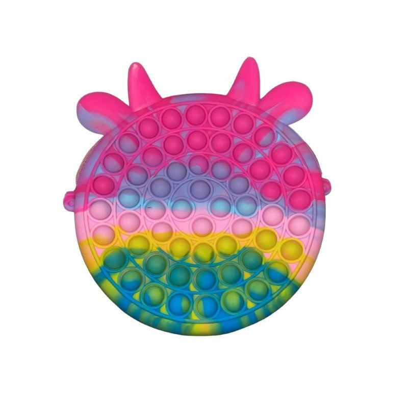 Jucarie antistres din silicon Flippy, Geanta Pop It, Vacuta - vivimall.ro