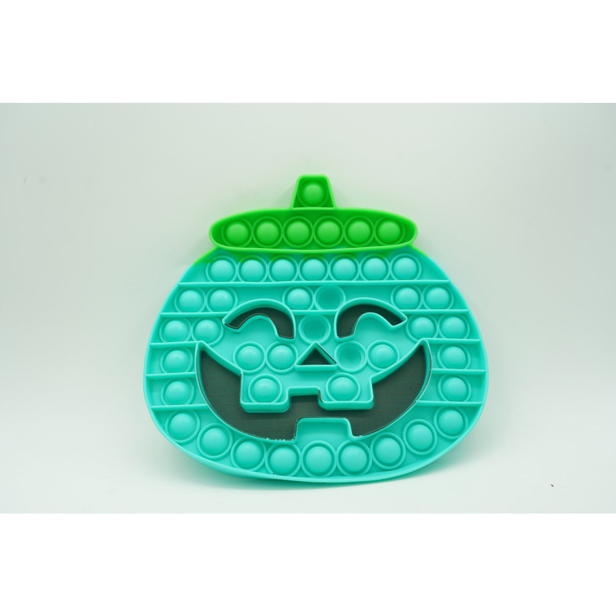 Jucarie antistres din silicon Vivimall, Pop it Now and Flip It , 20 cm, Dovleac halloween, Turcoaz - vivimall.ro
