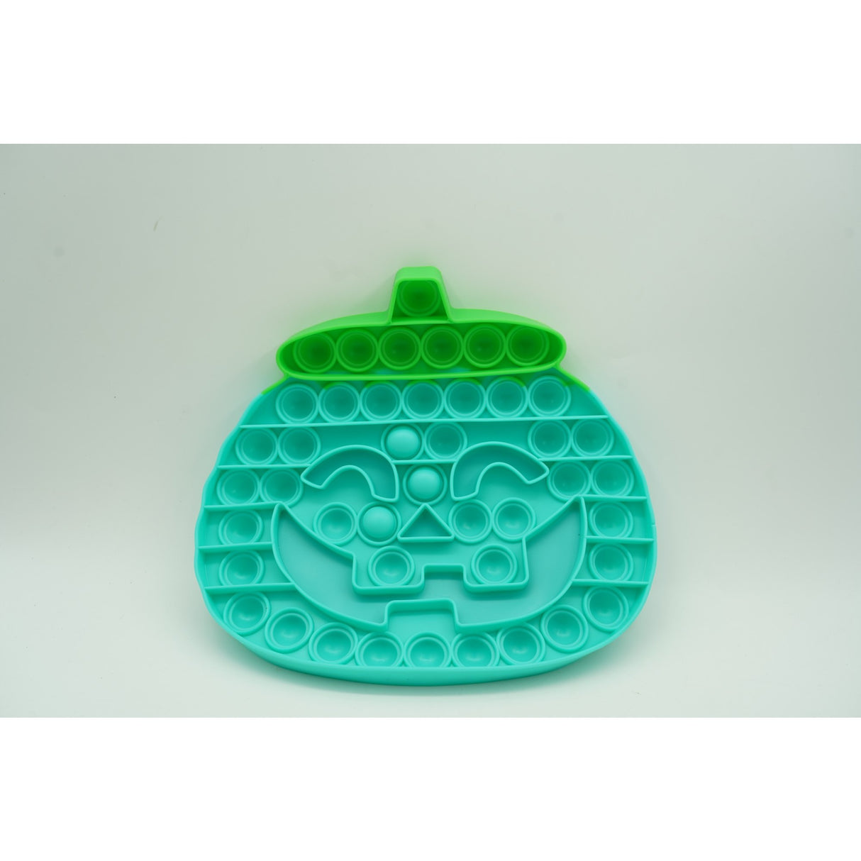 Jucarie antistres din silicon Vivimall, Pop it Now and Flip It , 20 cm, Dovleac halloween, Turcoaz - vivimall.ro