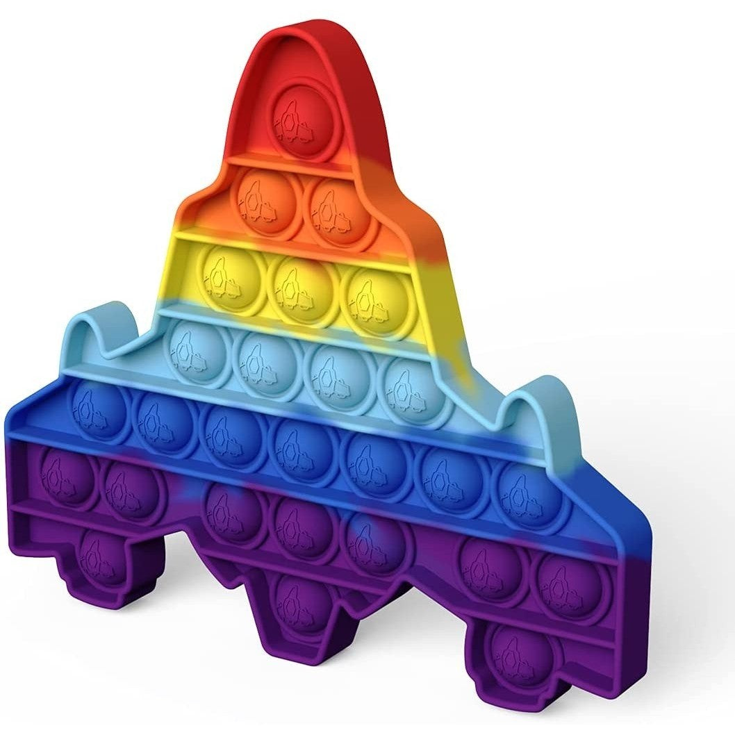 Jucarie antistres din silicon, Vivimall, Pop It Now and Flip It, Avion, Multicolor - vivimall.ro