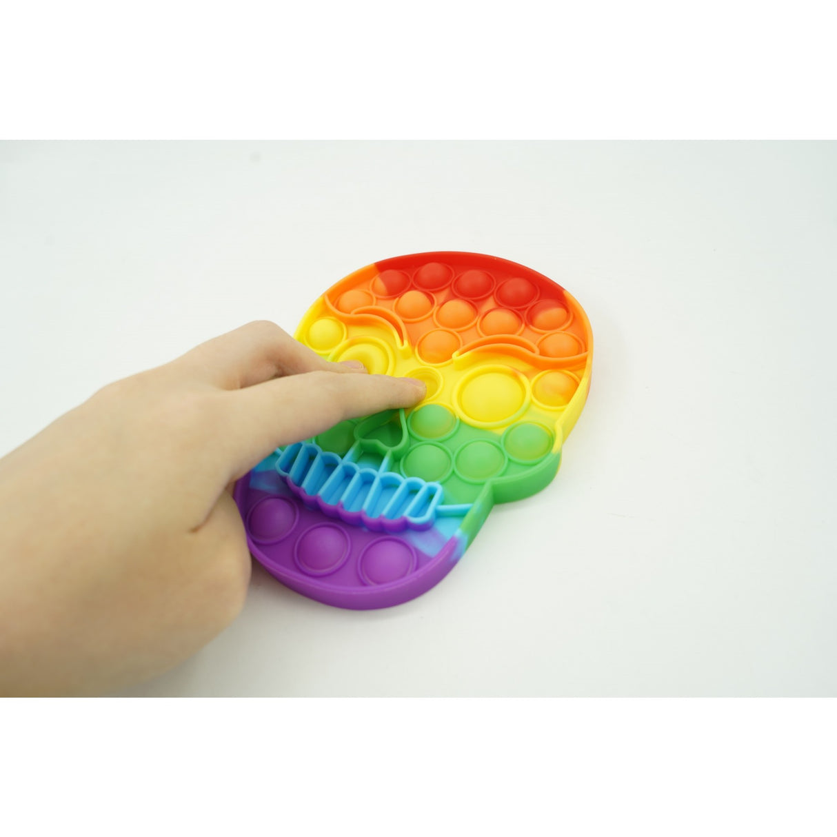 Jucarie antistres din silicon, Vivimall, Pop It Now and Flip It, Craniu, Multicolor - vivimall.ro