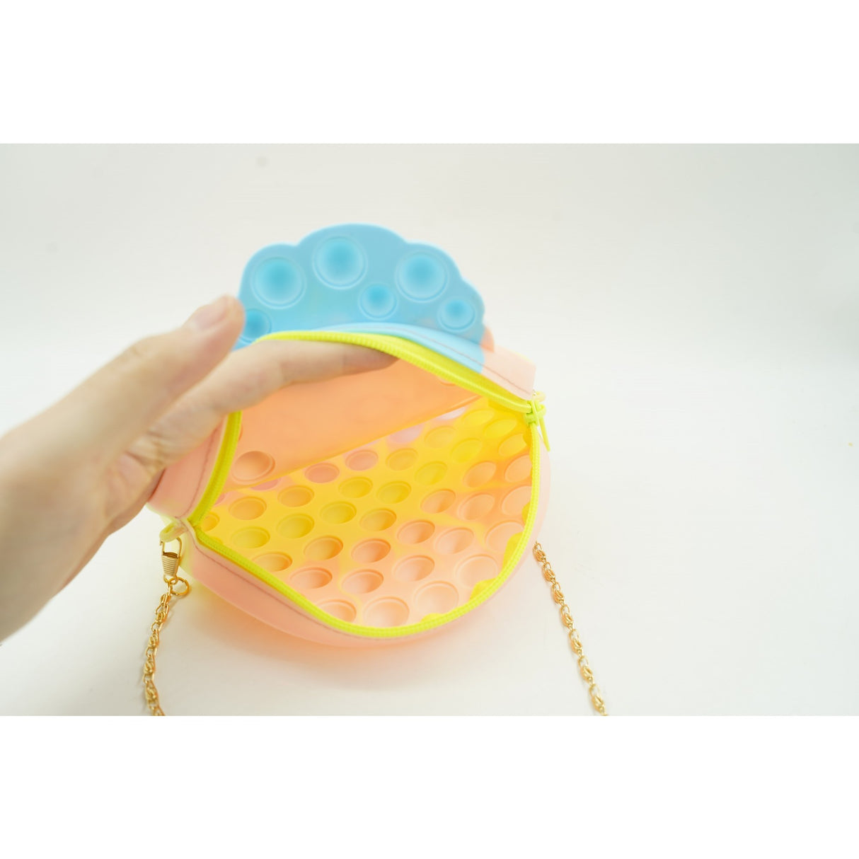 Jucarie antistres din silicon, Flippy, Pop It Now and Flip It, Geanta de umar, Mica printesa, 16 cm, Macarons - vivimall.ro