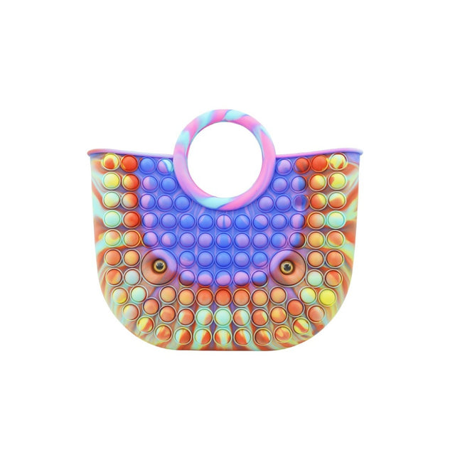 Jucarie Antistres din silicon Flippy, Pop It Now And Flip It, Geanta mare, 28 cm, Multicolor, V5 - vivimall.ro