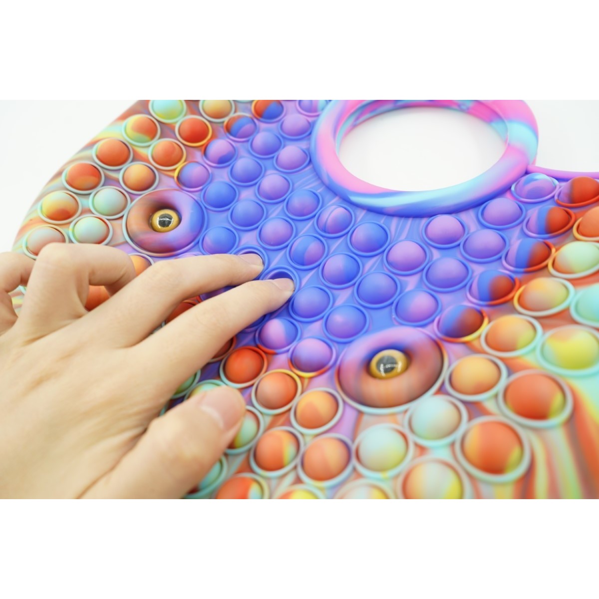 Jucarie Antistres din silicon Flippy, Pop It Now And Flip It, Geanta mare, 28 cm, Multicolor, V5 - vivimall.ro