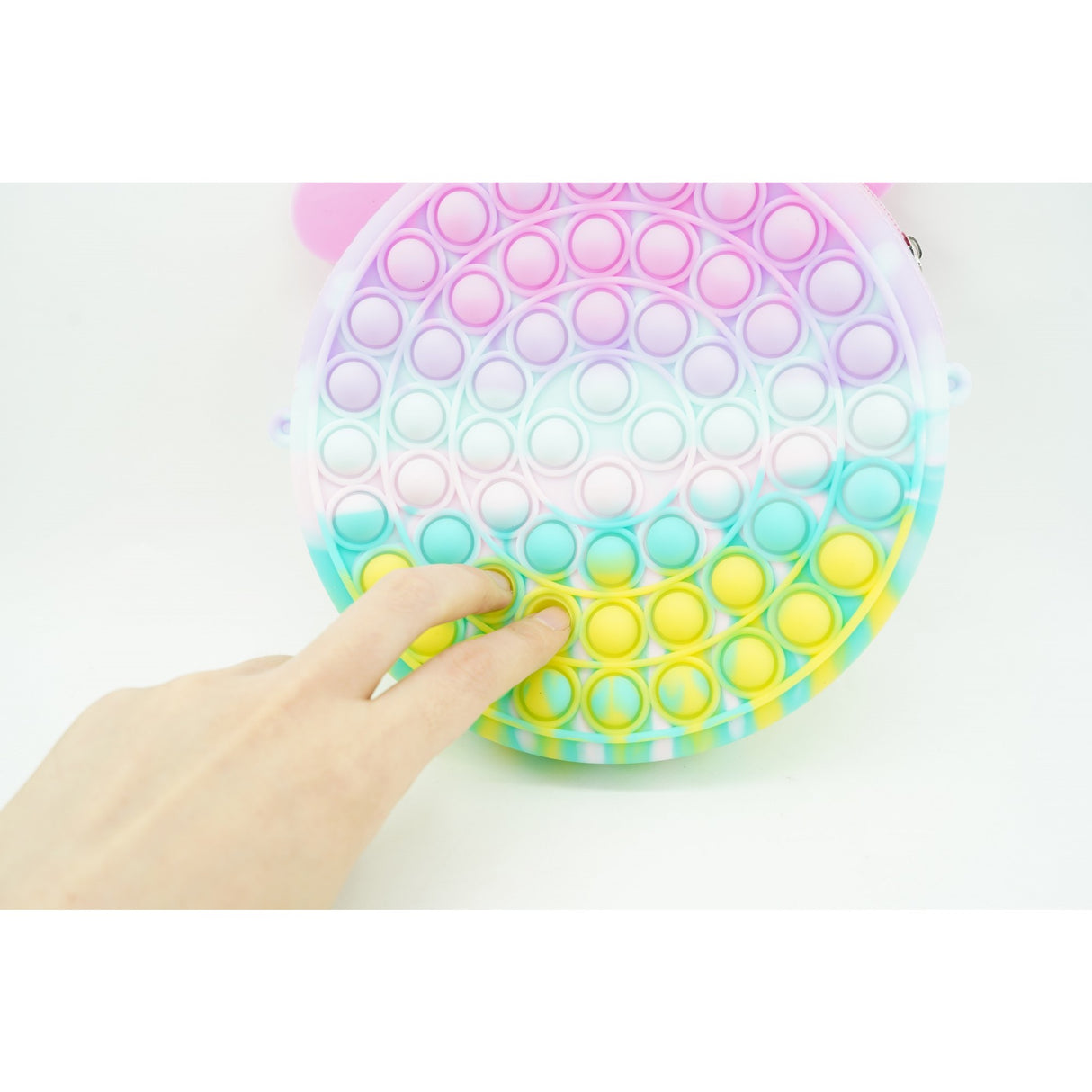 Jucarie antistres din silicon Flippy, Pop it Now and Flip It ,Geanta ,Multicolor - vivimall.ro