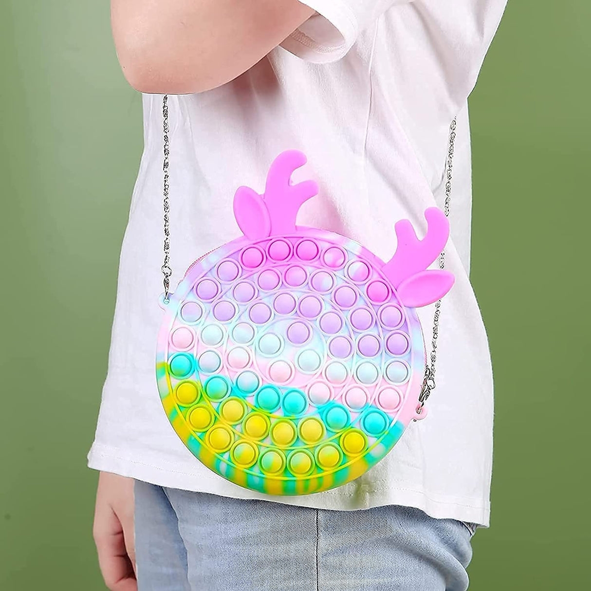 Jucarie antistres din silicon Flippy, Pop it Now and Flip It ,Geanta ,Multicolor - vivimall.ro