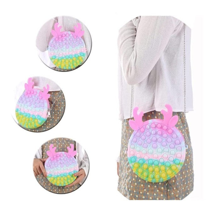 Jucarie antistres din silicon Flippy, Pop it Now and Flip It ,Geanta ,Multicolor - vivimall.ro