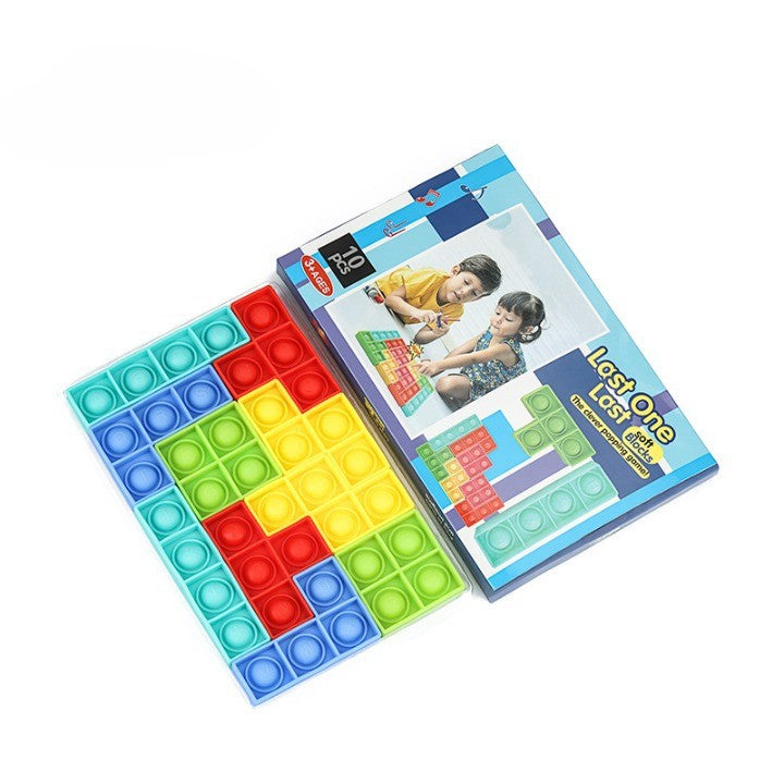 Jucarie antistres din silicon Flippy, Pop it Now and Flip It , Puzzle Soft Blocks , 10 piese, Multicolor - vivimall.ro