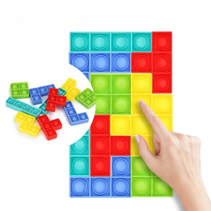 Jucarie antistres din silicon Flippy, Pop it Now and Flip It , Puzzle Soft Blocks , 10 piese, Multicolor - vivimall.ro