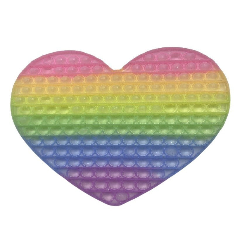 Jucarie Antistres Din Silicon, Pop It And Flip It, Inima ,urias Fosforescent ,Multicolor, Model 4 - vivimall.ro