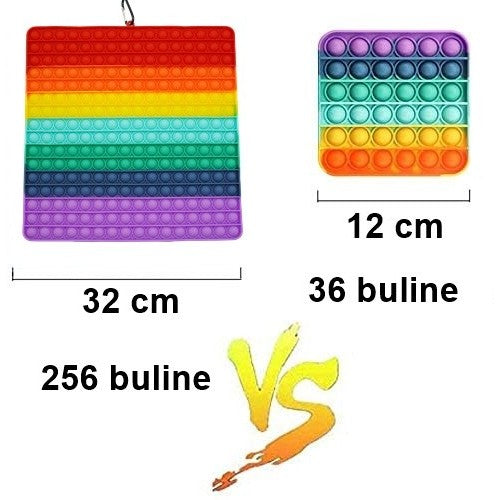 Jucarie antistres din silicon, Pop it Now and Flip it, 30 cm, Patrat mare, multicolor - vivimall.ro