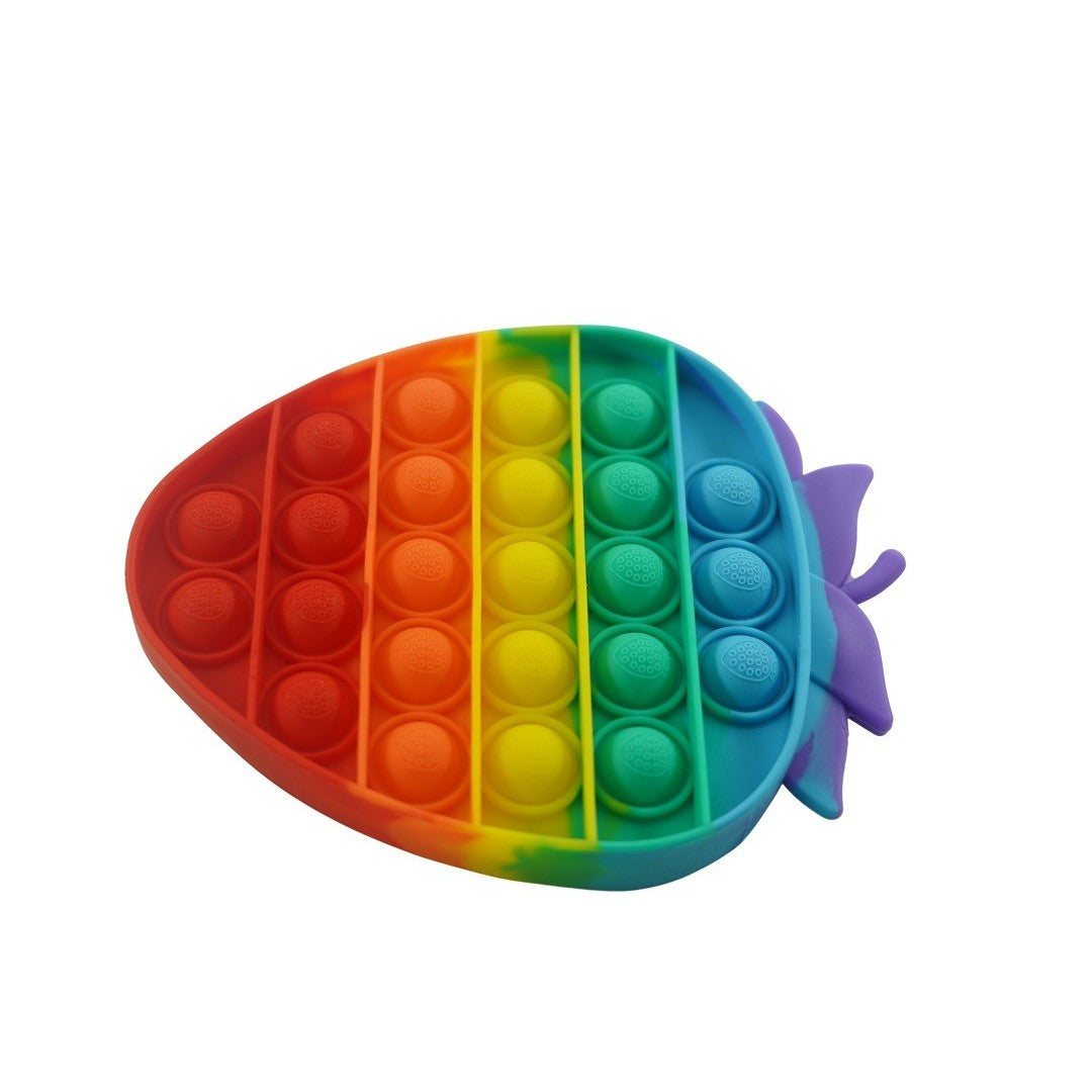 Jucarie antistres din silicon, Pop it Now and Flip It, Capsuna, Multicolor - vivimall.ro