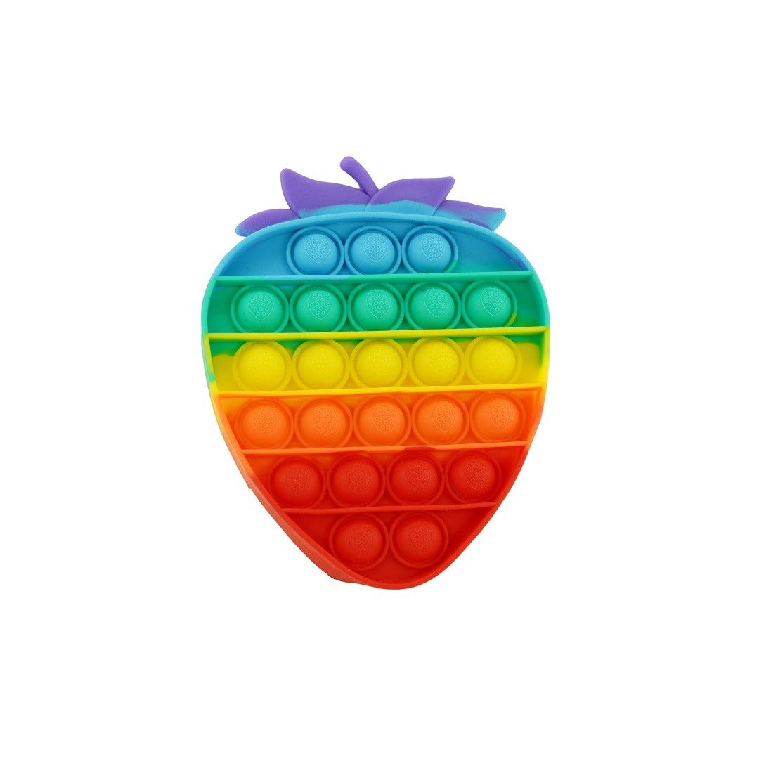 Jucarie antistres din silicon, Pop it Now and Flip It, Capsuna, Multicolor - vivimall.ro