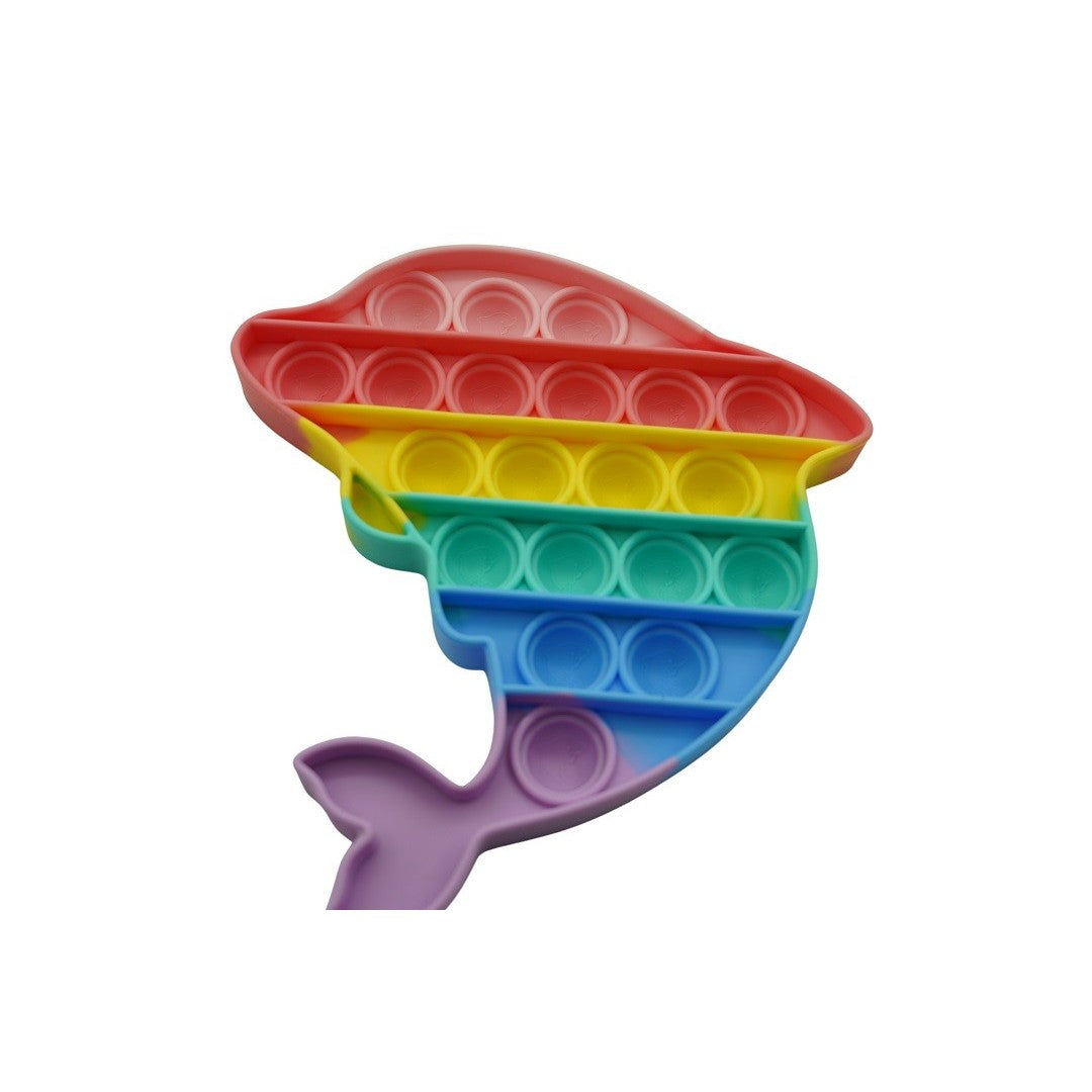 Jucarie antistres din silicon, Pop it Now and Flip It, Delfin, Multicolor - vivimall.ro