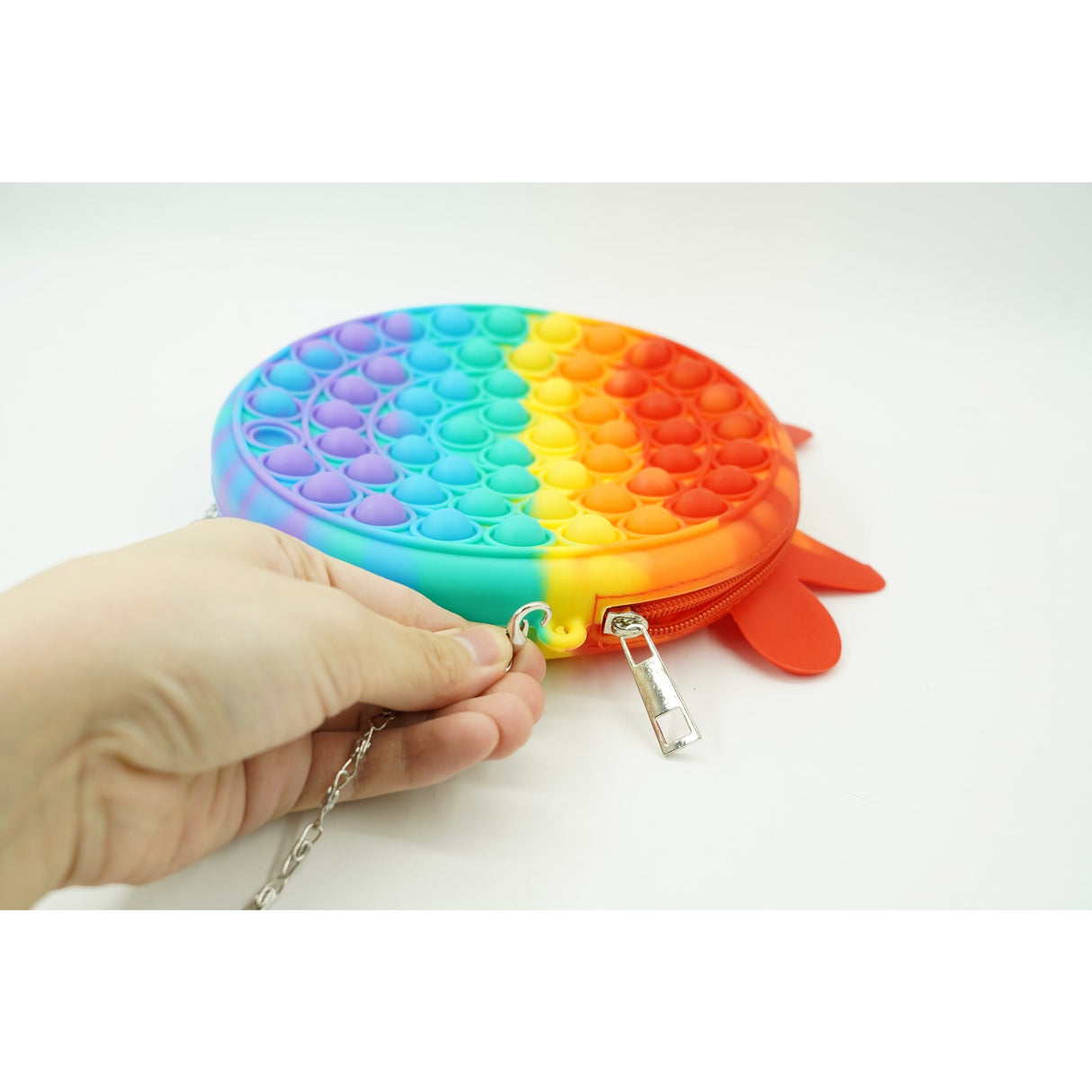 Jucarie antistres din silicon, Pop it Now and Flip It, Flippy, Geanta, Model 4, Multicolor - vivimall.ro