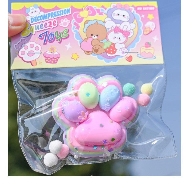 Jucarie Antistres Squishy, Vivimall, Labuta de Pisica Pufoasa, cu Revenire Lenta, 7.5 x 8.5 cm, Model 27052, Multicolor - vivimall.ro