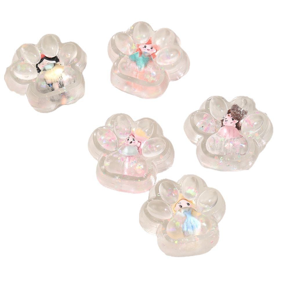 Jucarie Antistres Squishy, Vivimall, Labuta de Pisica Pufoasa, cu Revenire Lenta, 7 x 6.5 cm, Model Printesa, Multicolor - vivimall.ro