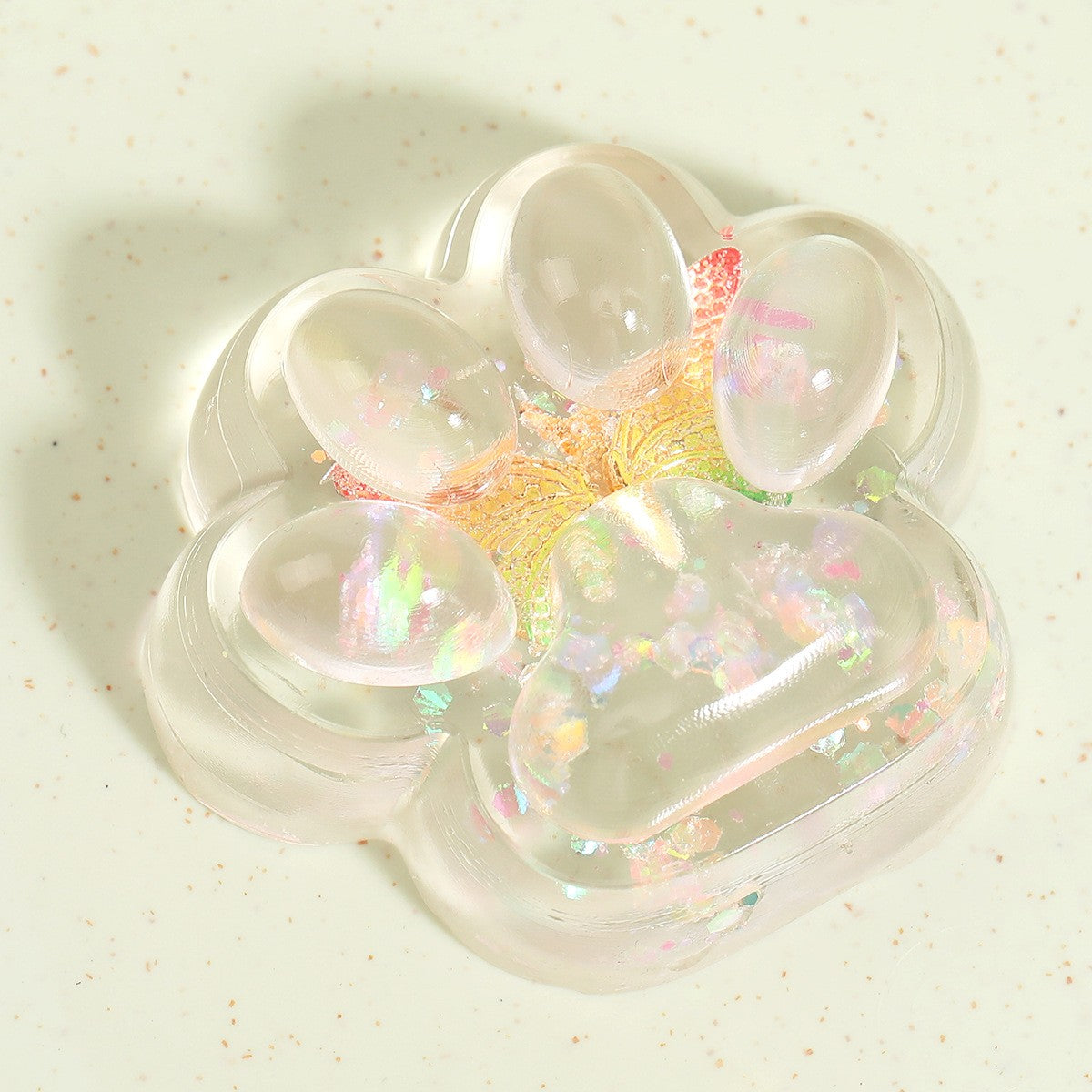 Jucarie Antistres Squishy, Vivimall, Labuta de Pisica Pufoasa, cu Revenire Lenta, 7 x 6.5 cm, Model Fluturi, Multicolor - vivimall.ro