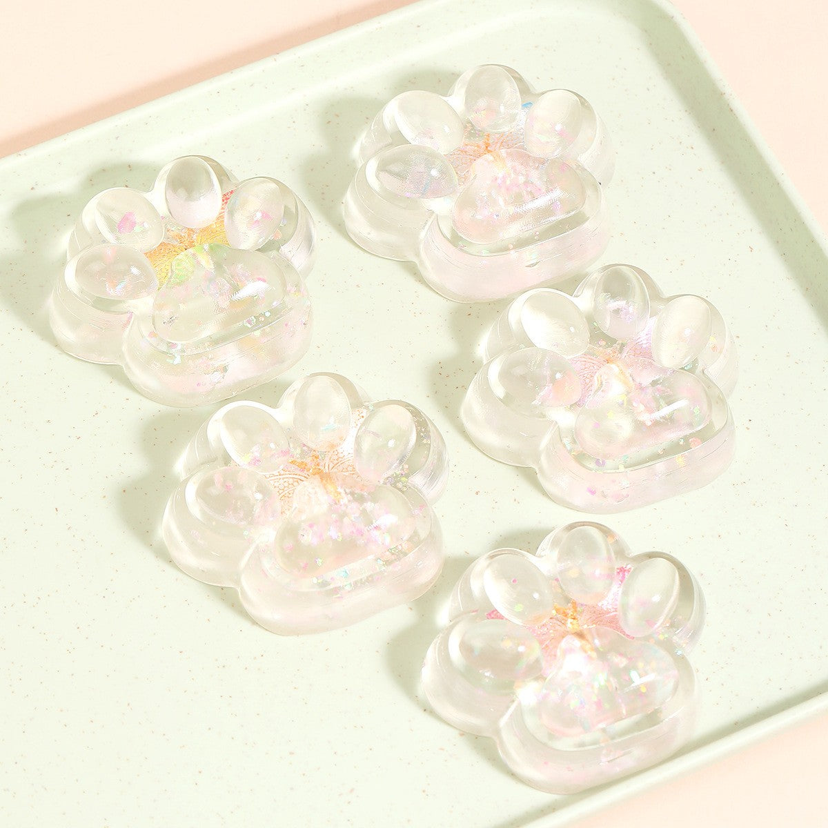 Jucarie Antistres Squishy, Vivimall, Labuta de Pisica Pufoasa, cu Revenire Lenta, 7 x 6.5 cm, Model Fluturi, Multicolor - vivimall.ro