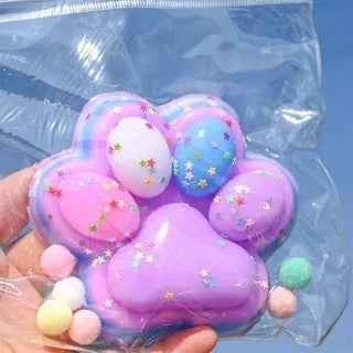 Jucarie Antistres Squishy, Vivimall, cu Revenire Lenta, Squeeze Pinch Family, Model Cat Paw, 12.5x10.5 cm, 220g, Ambalaj Transparent, Model 7, Albastru Multicolor - vivimall.ro