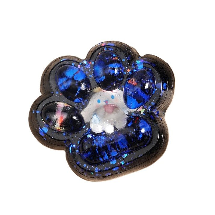 Jucarie Antistres Squishy, Vivimall, cu Revenire Lenta, Model Cat Paw, Squeeze Pinch Family, 6.5 x 6 cm, din Tpr, 4-6 Ani, Model 2 Figurine, Negru cu Insertii - vivimall.ro