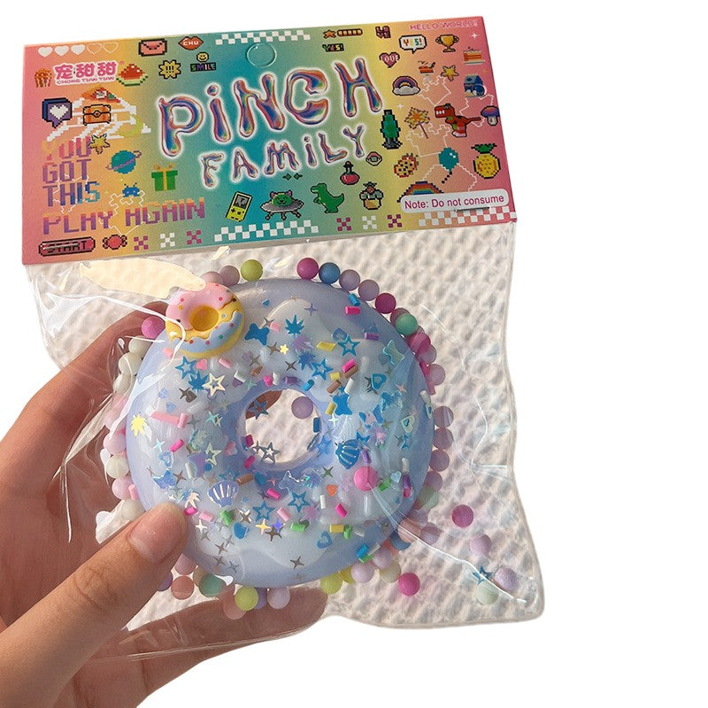 Jucarie Antistres Squishy, Vivimall, cu Revenire Lenta, Squeeze Pinch Family, Model Gogoasa, 6x6 cm, 99g, Ambalaj Transparent, Albastru - vivimall.ro