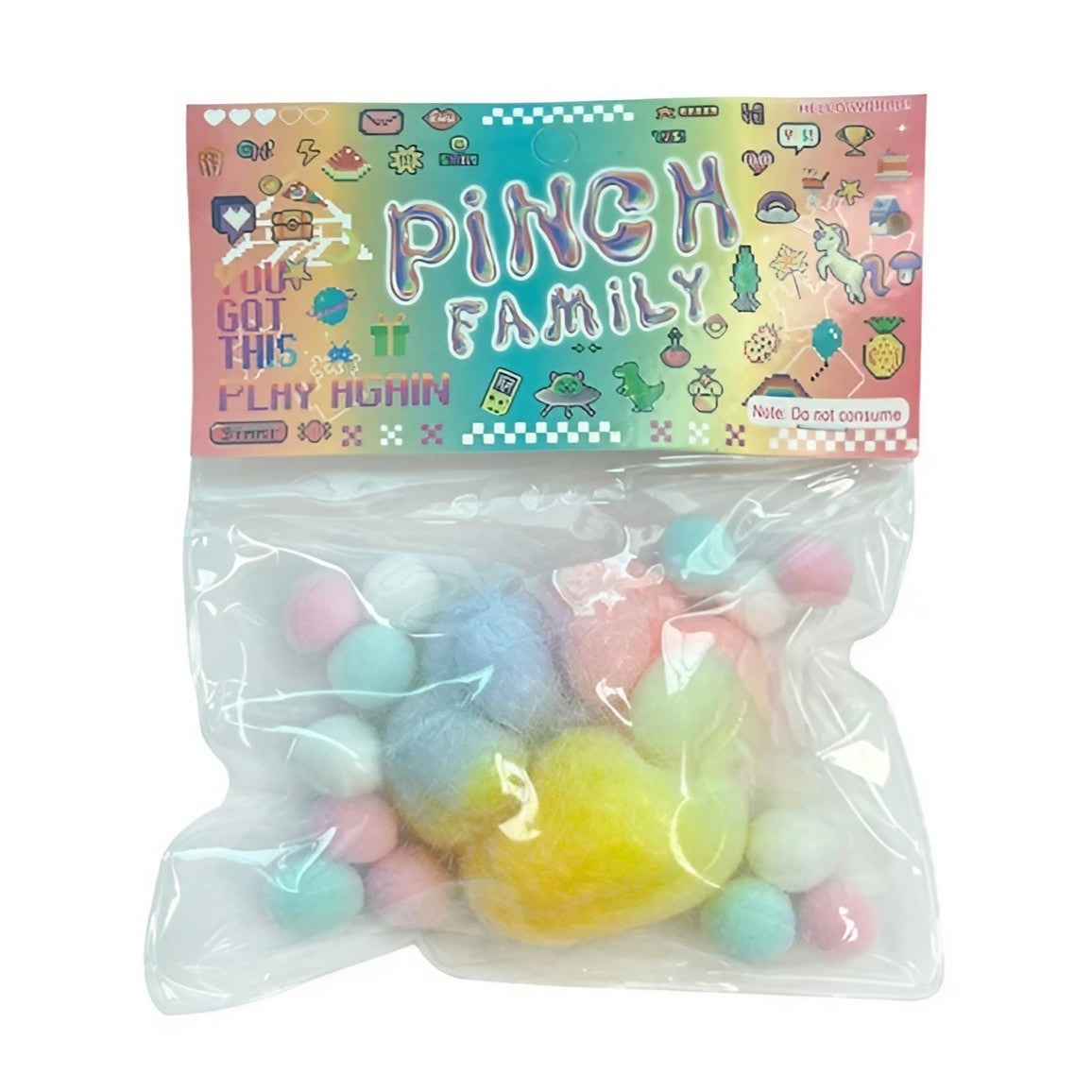Jucarie Antistres Squishy, Vivimall, cu Revenire Lenta, Squeeze Pinch Family, Model Labuta de Pisica Pufoasa, 6x6 cm, 70g, Ambalaj Transparent, Multicolor - vivimall.ro