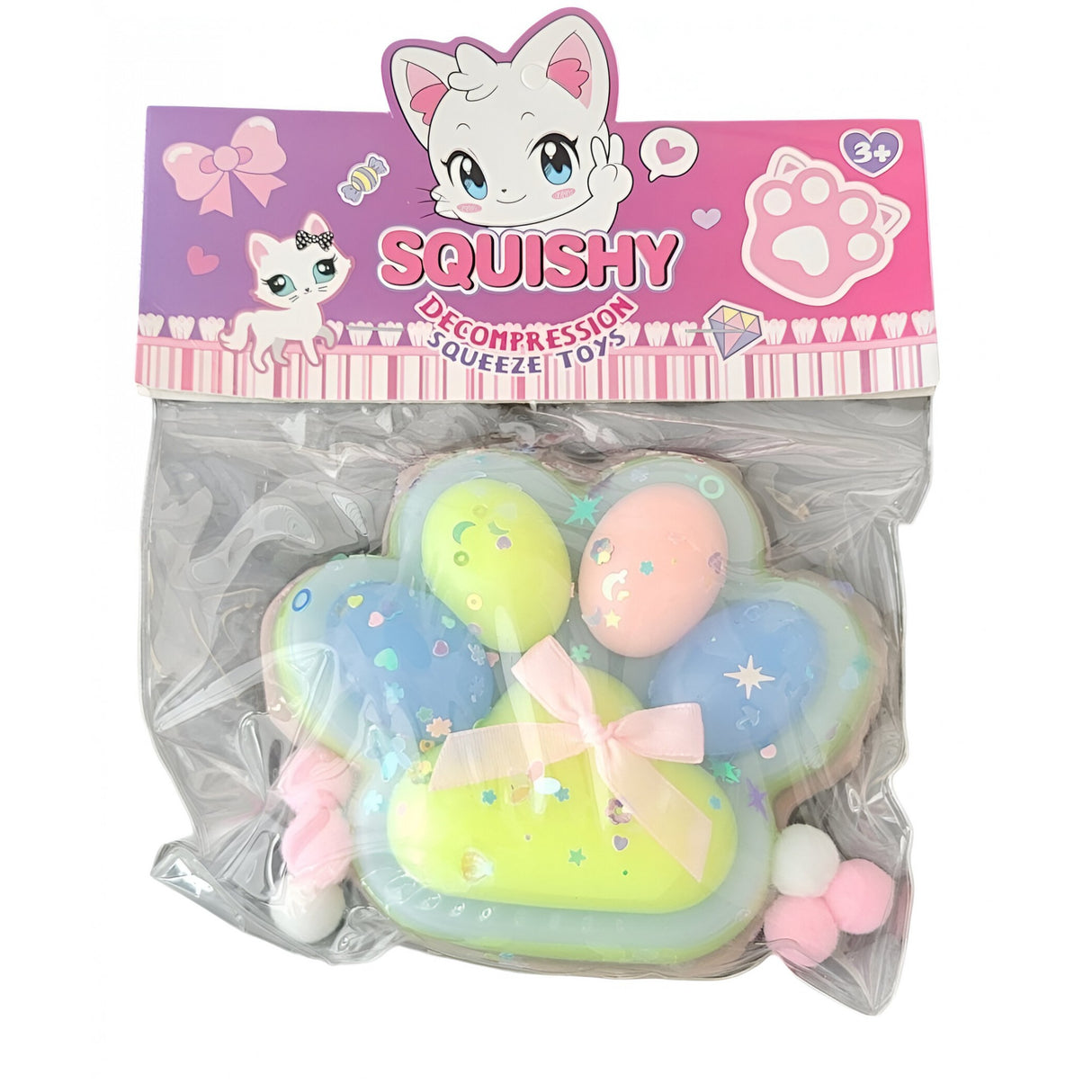 Jucarie Antistres Squishy, Vivimall, cu Revenire Lenta, Model Labuta de Pisica Pufoasa, 12.5x10.5 cm, 220g, Squeeze Pinch Family,-Multicolor Albastru - vivimall.ro