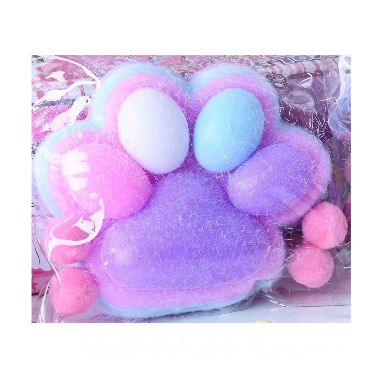 Jucarie Antistres Squishy, Vivimall, cu Revenire Lenta, Model Labuta de Pisica Pufoasa, 220g, 12.5 x 10.5 cm Squeeze Pinch Family, Ambalaj Transparent, Mov - vivimall.ro