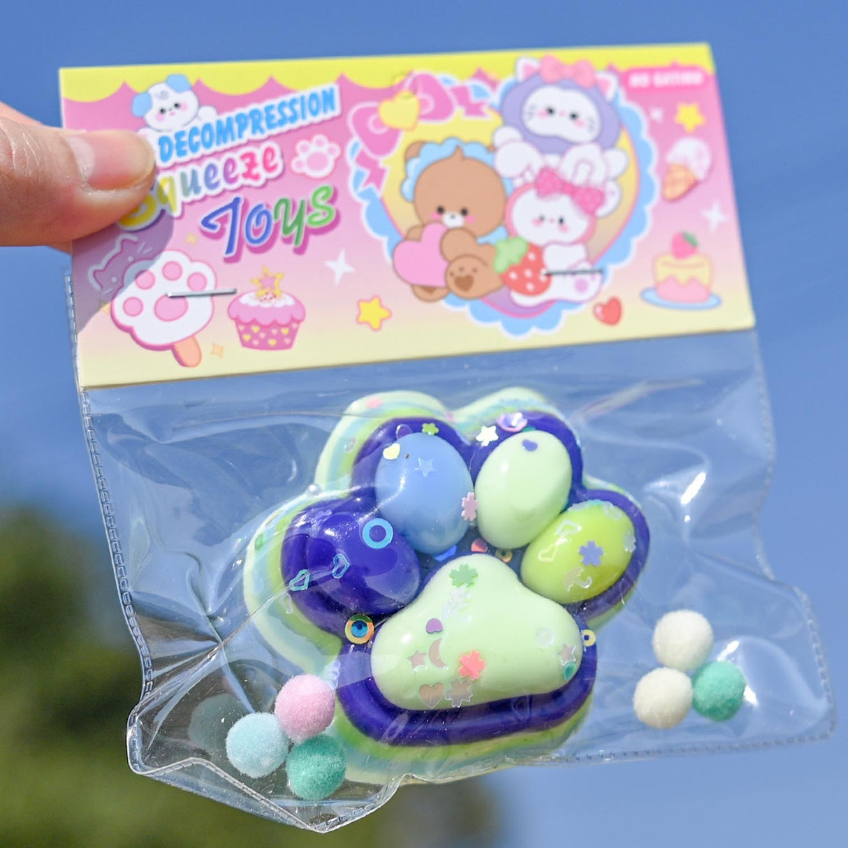 Jucarie Antistres Squishy, Vivimall, cu Revenire Lenta, Squeeze Toys, Model Cat Paw, 12.5x10.5 cm, 220g, +3 Ani, din TPR, Model 6, Multicolor - vivimall.ro