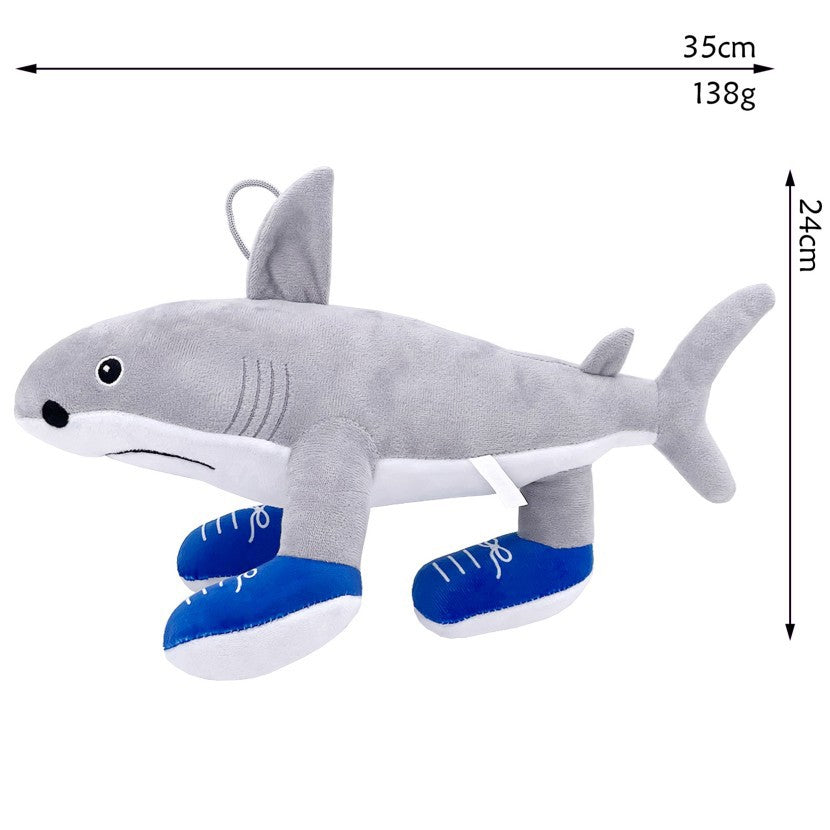 Jucarie Moale de Plus Italian Brainrot, Flippy, cu Agatatoare, Model Rechin cu Picioare Tralalero Tralala, Jucarie Moale pentru Copii, 35 x 24 cm, Gri - vivimall.ro