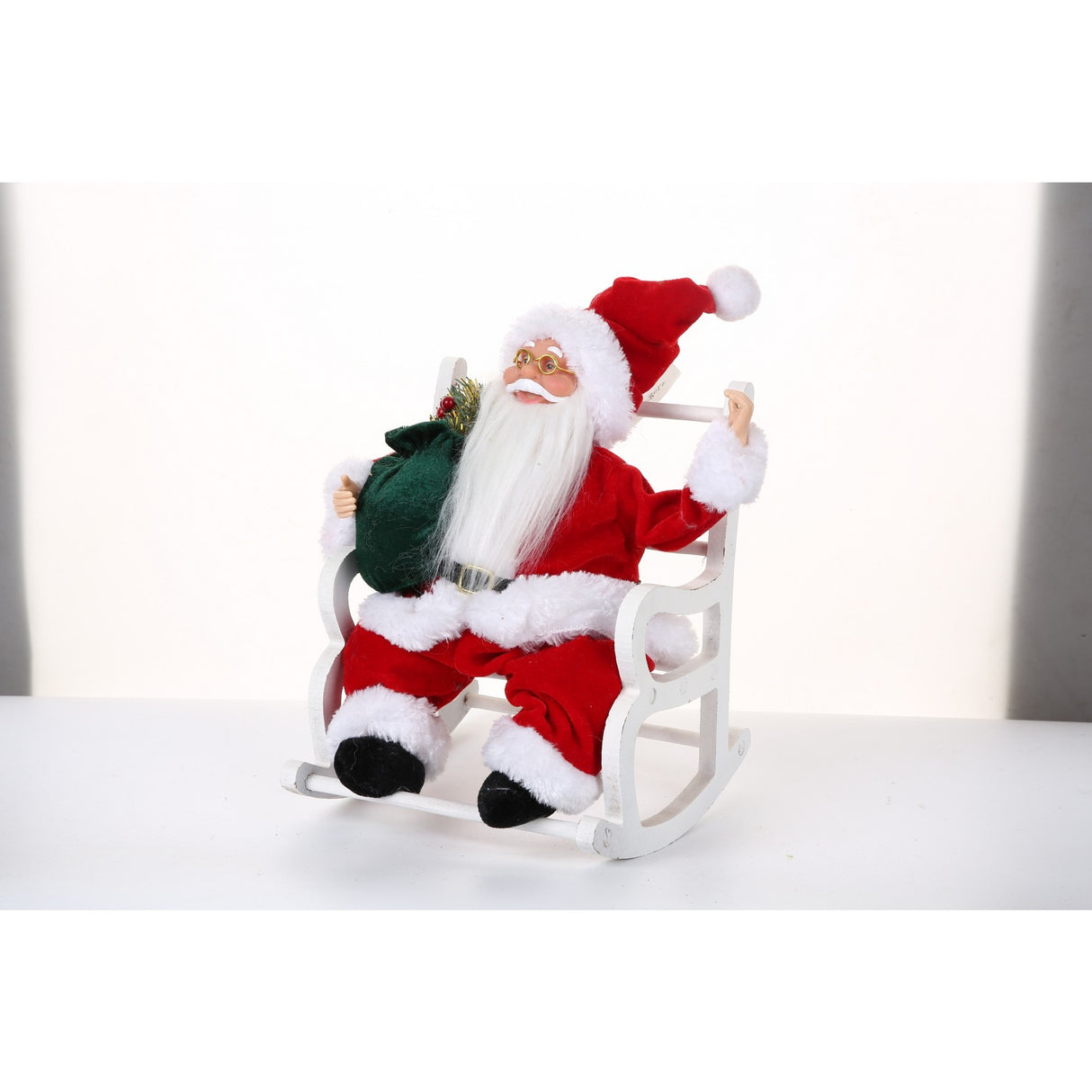 Jucarie decorativa, Flippy, Mos Craciun, 30 cm x 18 cm, grosime 18 cm, lana, tesatura de plus, poliester, interior/exterior - vivimall.ro